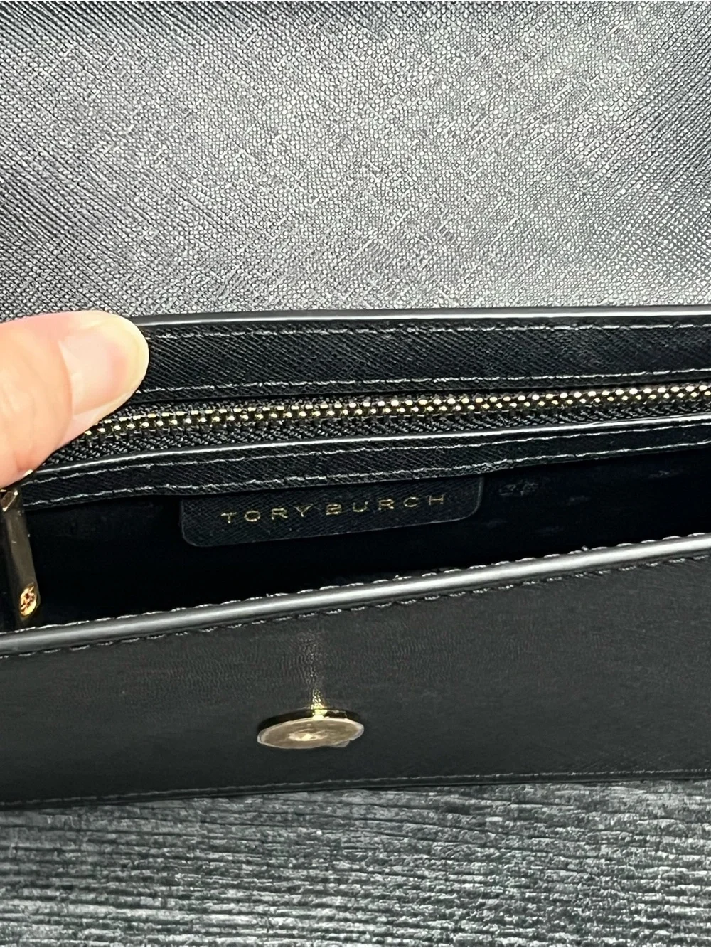 Tory Burch Black Saffiano Leather Chain Crossbody - Picture 7 of 8